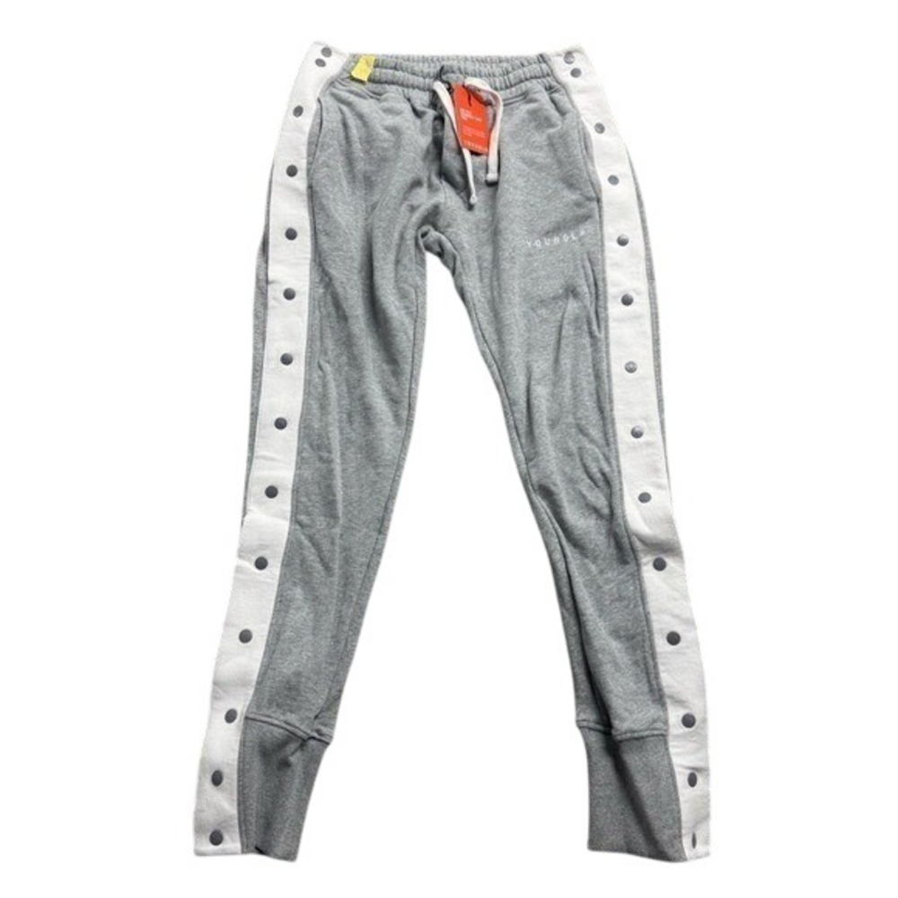 YoungLA Men's Breakaway Gray Snap- Button Jogger Sweatpants Sz XL Sporty Athlete